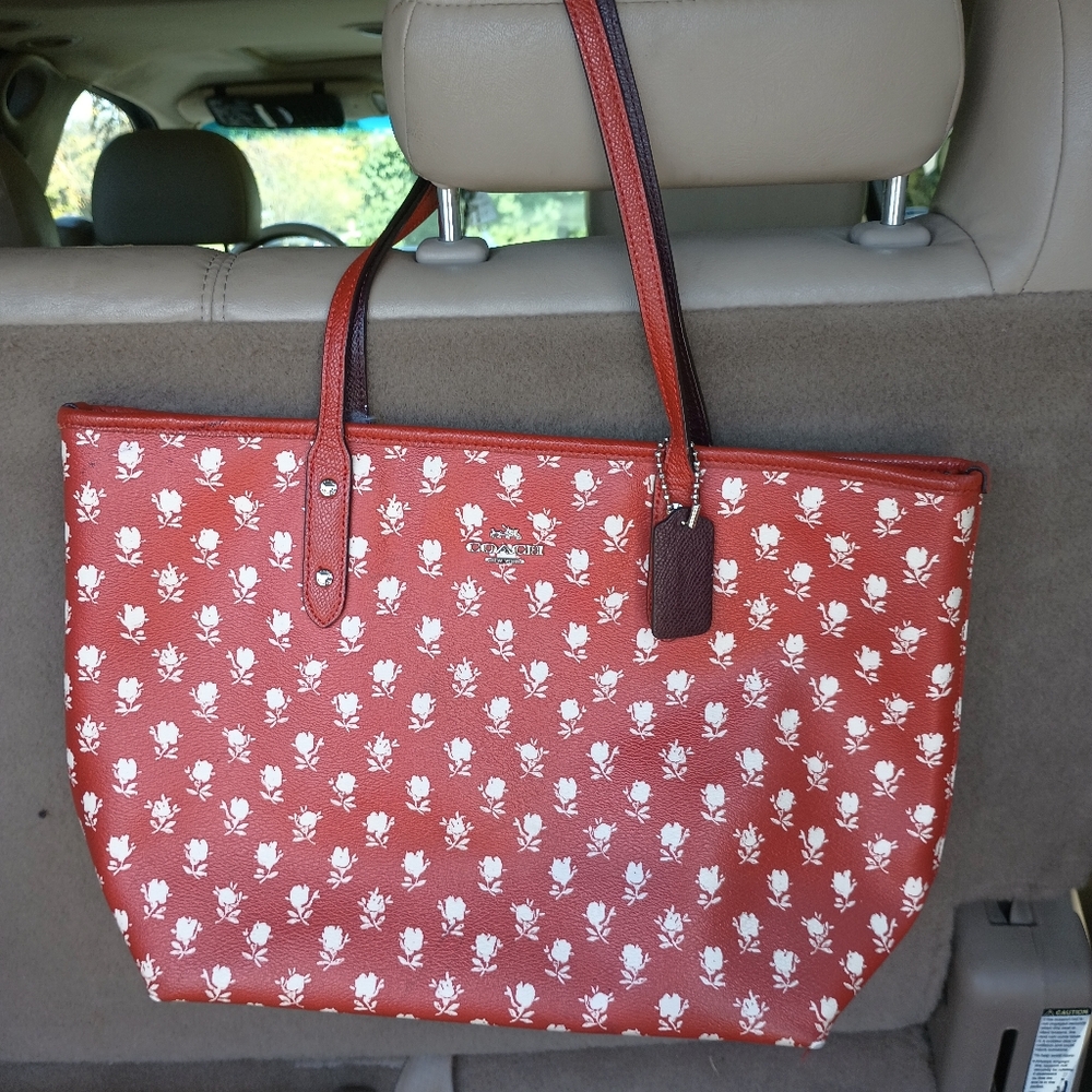 Coach Red Floral Women's Tote Bag